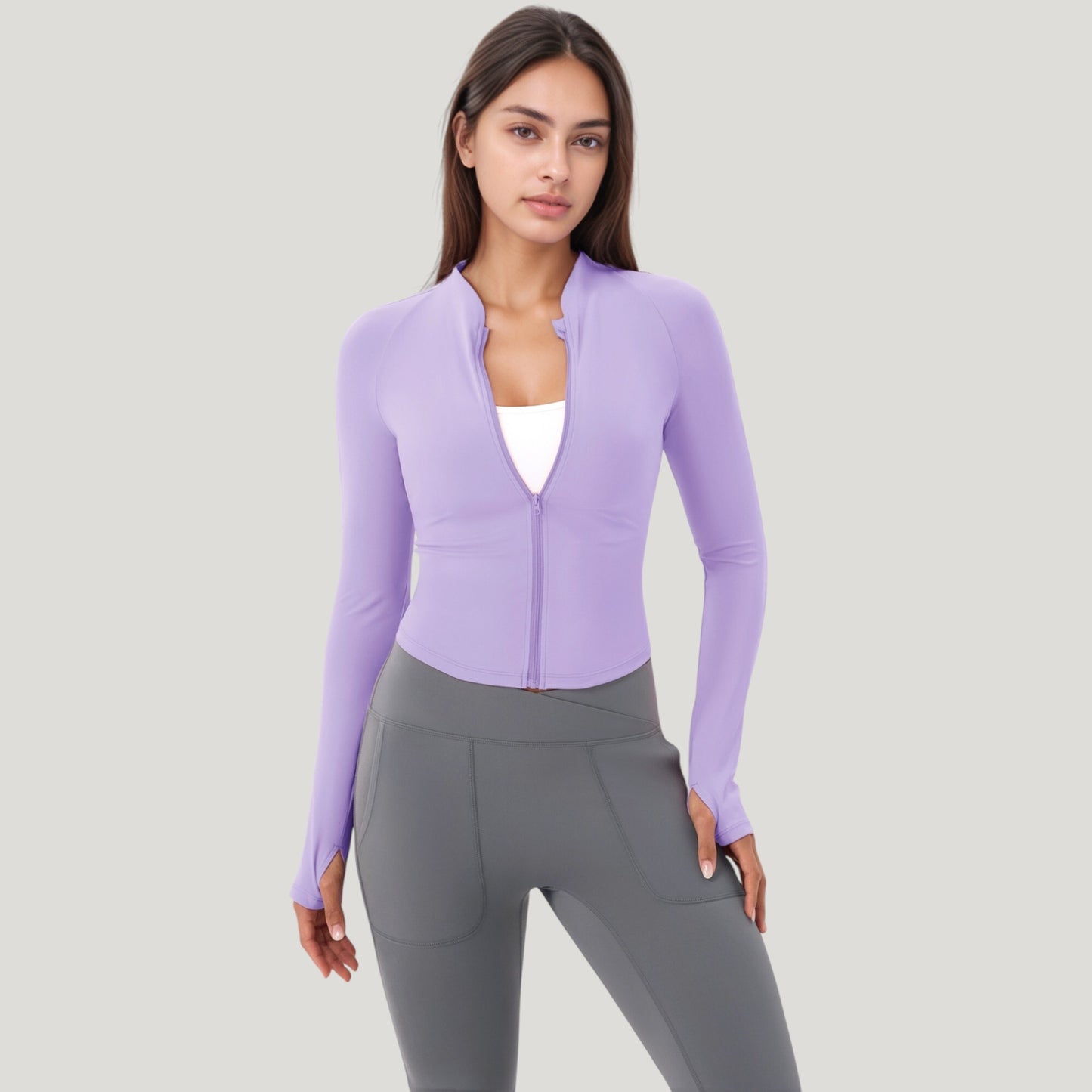 Anna-Kaci Active Women's Long Sleeve Zip Front Activewear Jacket with Streamlined Fit and Lightweight Performance Fabric