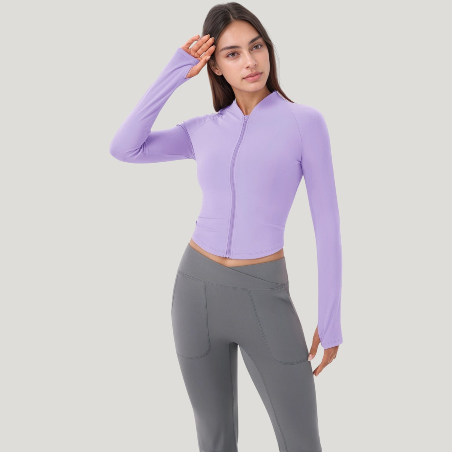 Anna-Kaci Active Women's Long Sleeve Zip Front Activewear Jacket with Streamlined Fit and Lightweight Performance Fabric