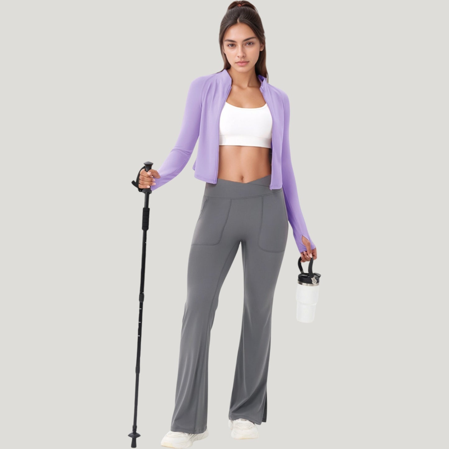 Anna-Kaci Active Women's Long Sleeve Zip Front Activewear Jacket with Streamlined Fit and Lightweight Performance Fabric