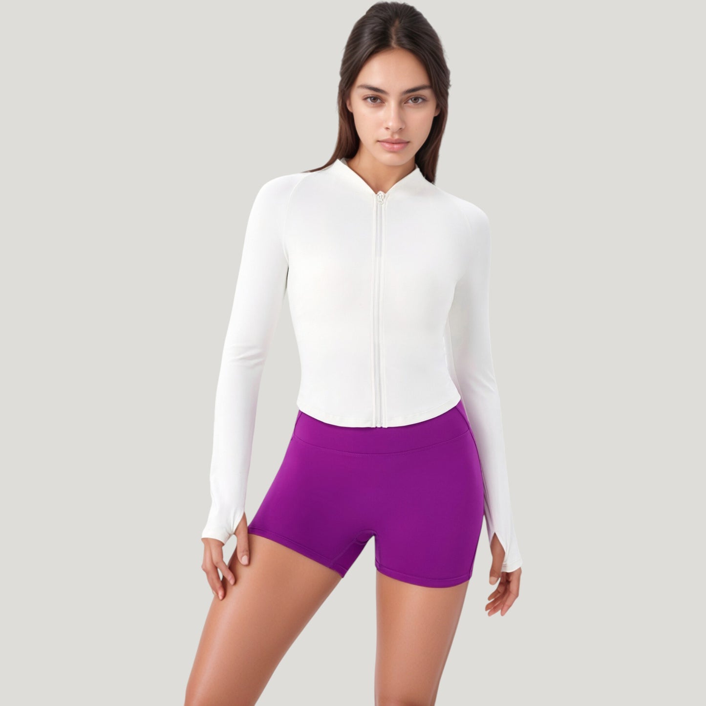 Anna-Kaci Active Women's Long Sleeve Zip Front Activewear Jacket with Streamlined Fit and Lightweight Performance Fabric