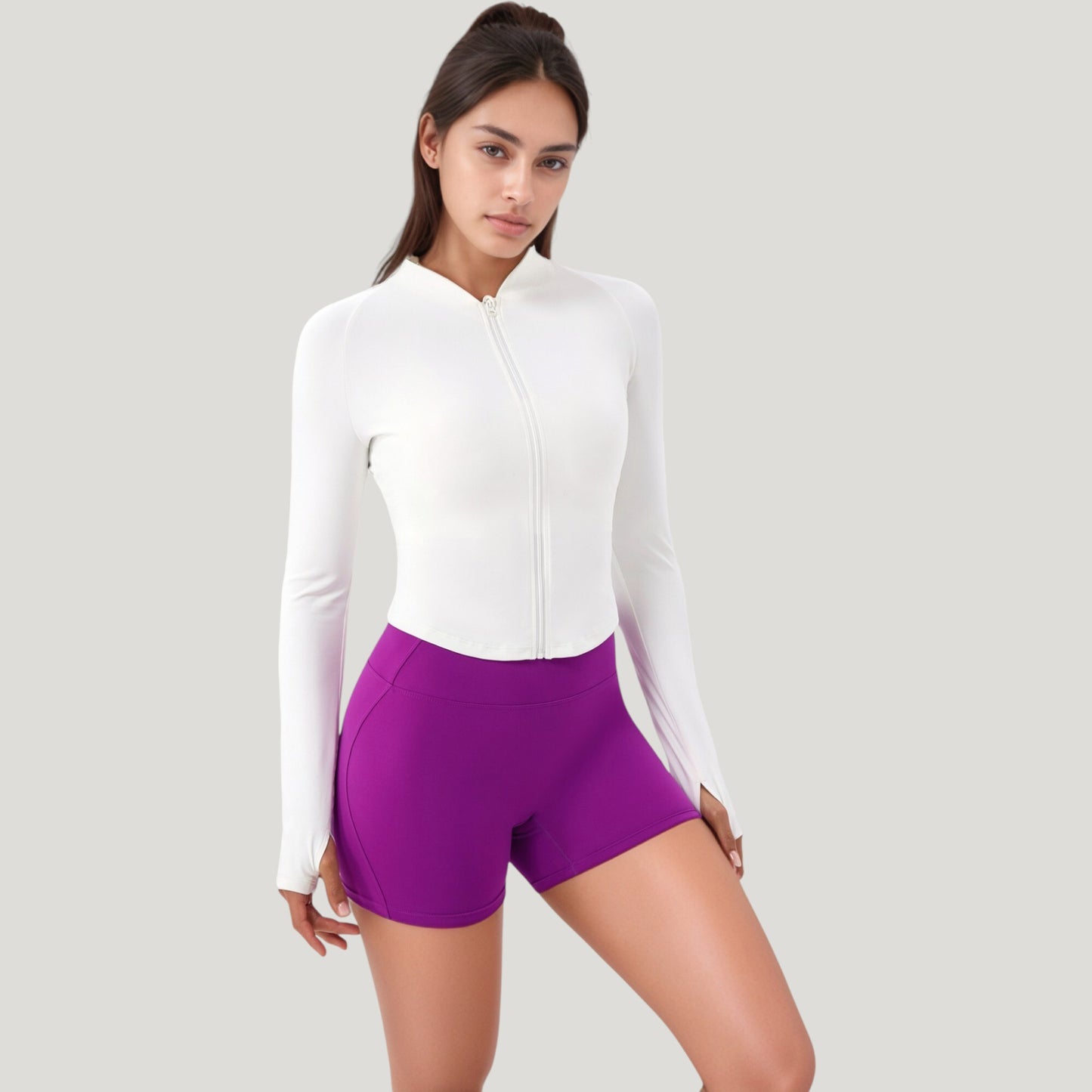 Anna-Kaci Active Women's Long Sleeve Zip Front Activewear Jacket with Streamlined Fit and Lightweight Performance Fabric