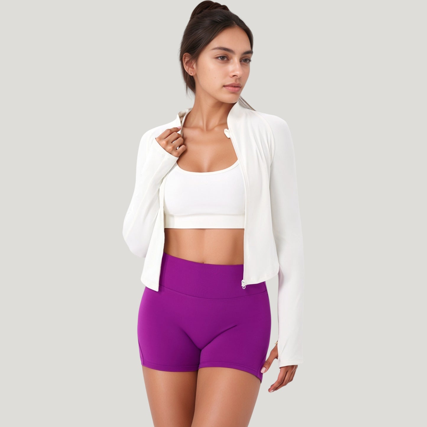 Anna-Kaci Active Women's Long Sleeve Zip Front Activewear Jacket with Streamlined Fit and Lightweight Performance Fabric