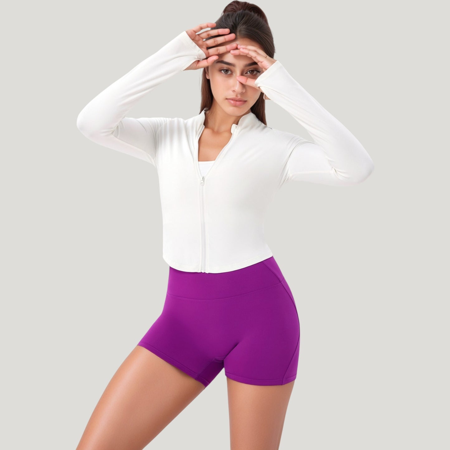 Anna-Kaci Active Women's Long Sleeve Zip Front Activewear Jacket with Streamlined Fit and Lightweight Performance Fabric