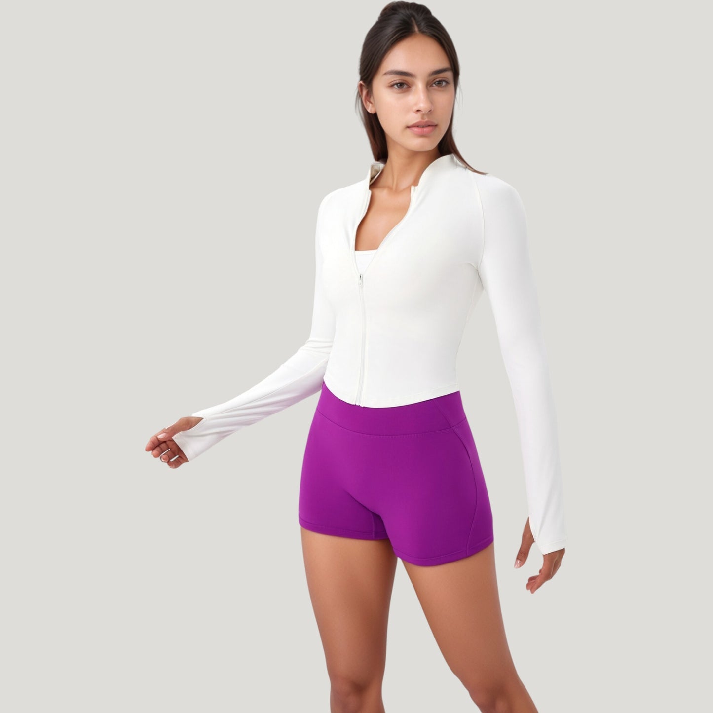 Anna-Kaci Active Women's Long Sleeve Zip Front Activewear Jacket with Streamlined Fit and Lightweight Performance Fabric