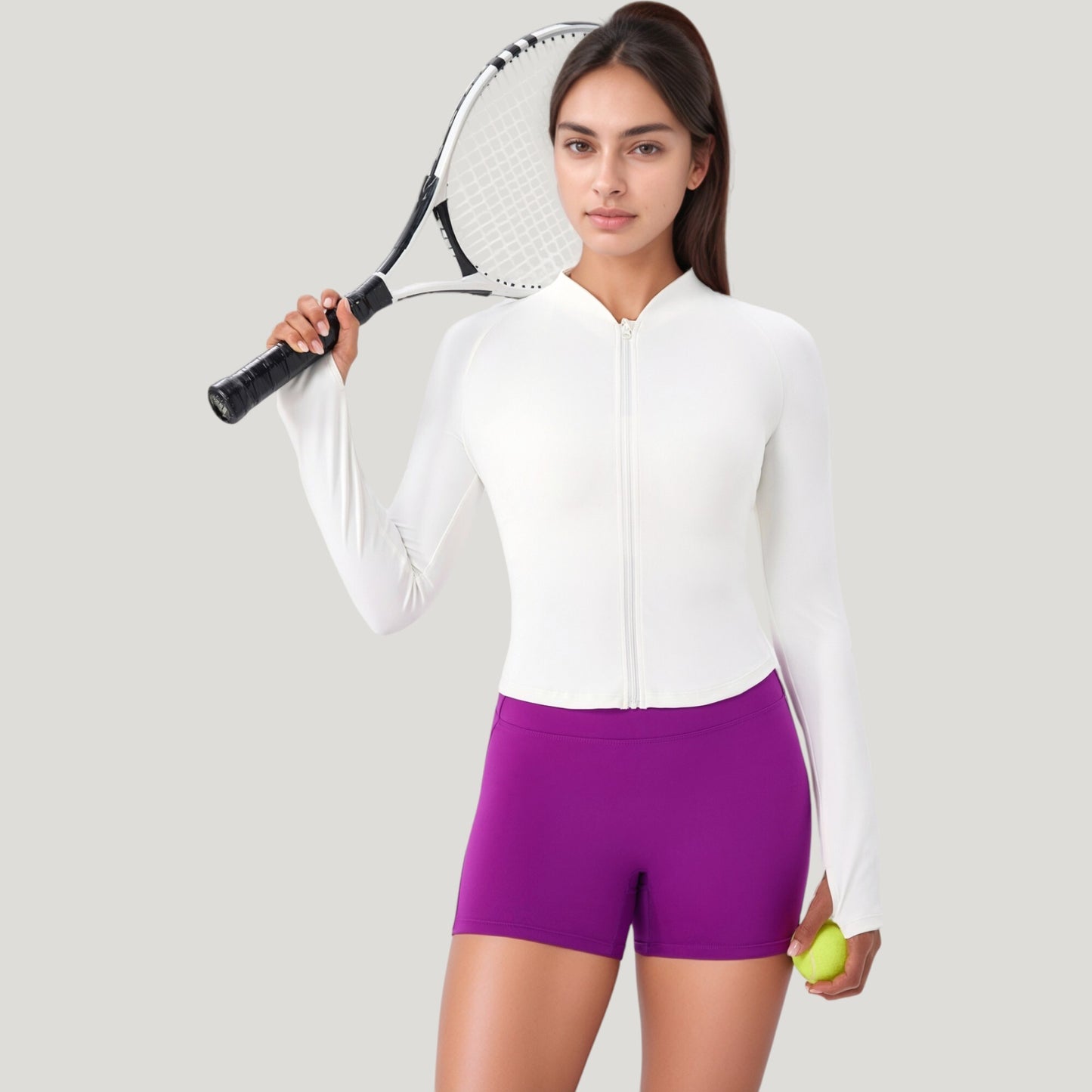 Anna-Kaci Active Women's Long Sleeve Zip Front Activewear Jacket with Streamlined Fit and Lightweight Performance Fabric