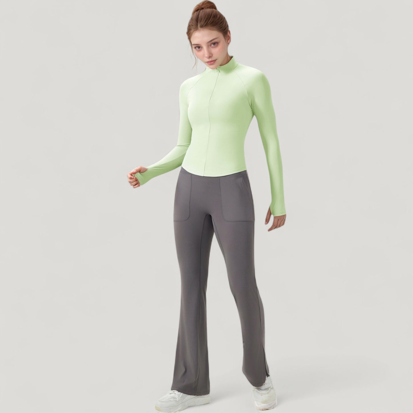 Anna-Kaci Active Women's Long Sleeve Half-Zip Slim Fit Active Jacket with Thumbhole Cuffs and Mock Neck