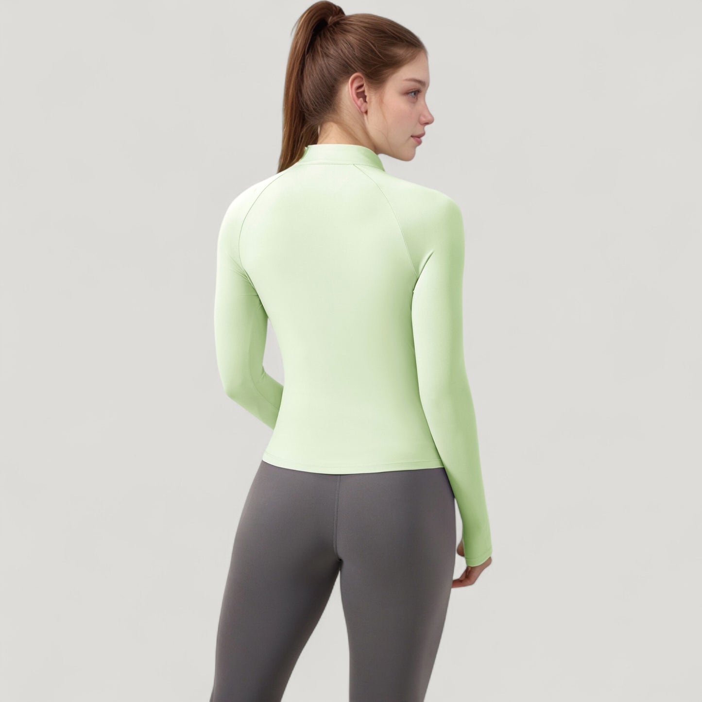 Anna-Kaci Active Women's Long Sleeve Half-Zip Slim Fit Active Jacket with Thumbhole Cuffs and Mock Neck