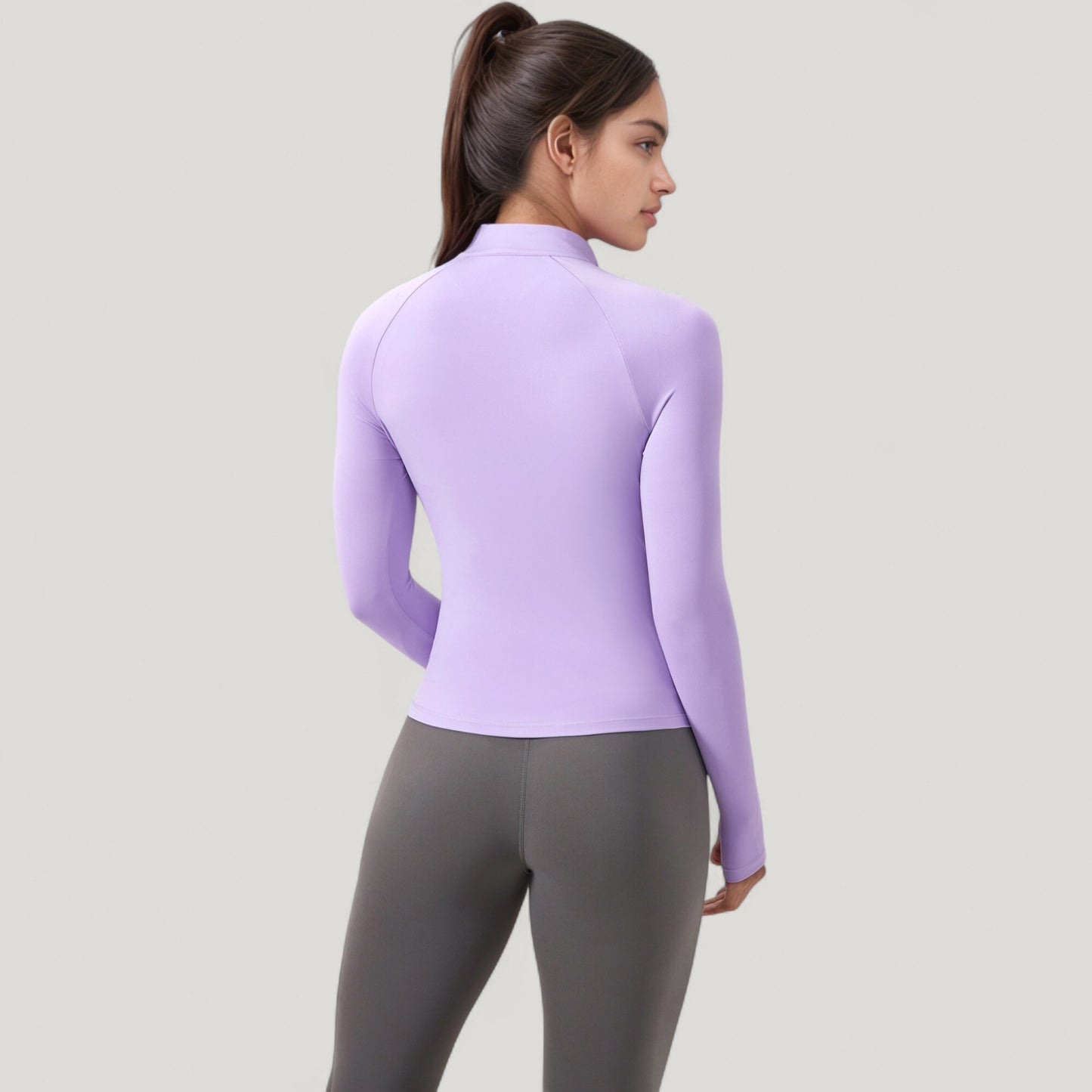 Anna-Kaci Active Women's Long Sleeve Half-Zip Slim Fit Active Jacket with Thumbhole Cuffs and Mock Neck