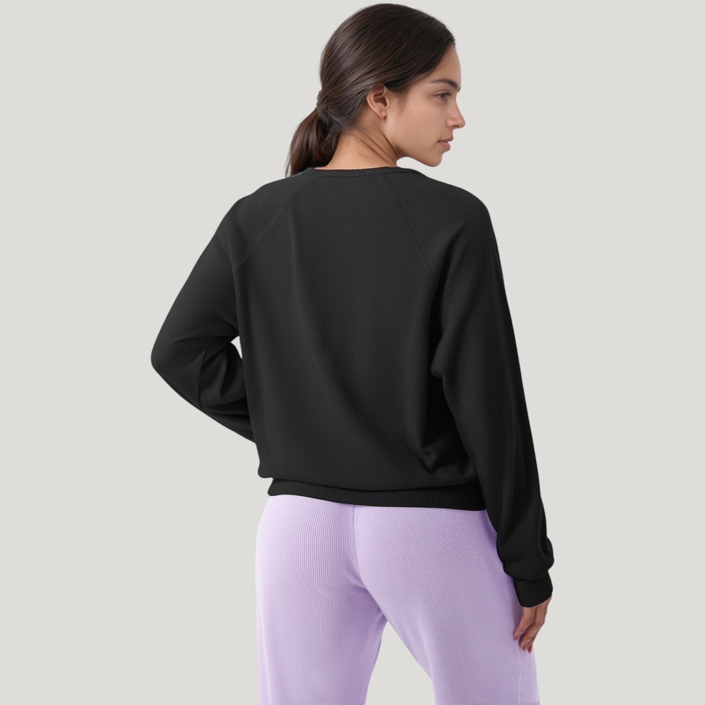 Anna-Kaci Active Women's Long Sleeve Crew Neck Pullover Top with Relaxed Fit and Ribbed Cuffs