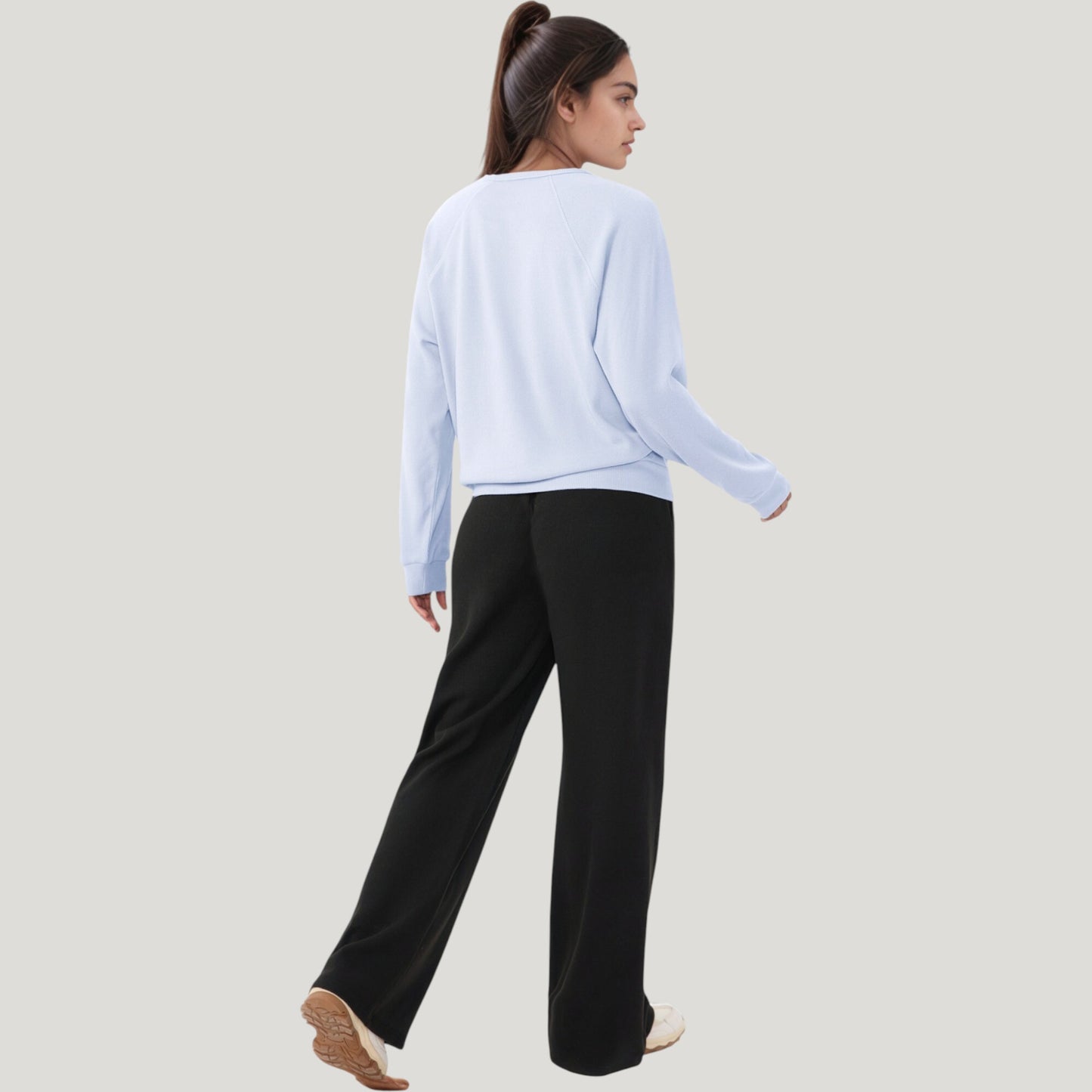 Anna-Kaci Active Women's Long Sleeve Crew Neck Pullover Top with Relaxed Fit and Ribbed Cuffs