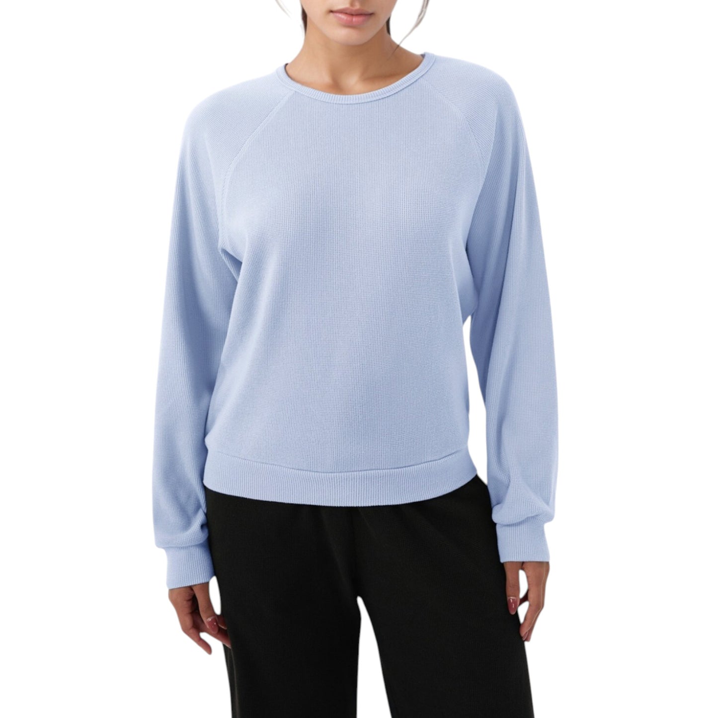 Anna-Kaci Active Women's Long Sleeve Crew Neck Pullover Top with Relaxed Fit and Ribbed Cuffs