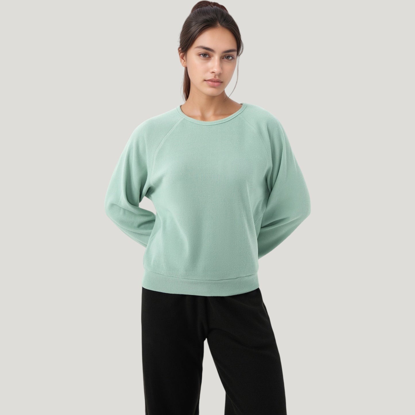 Anna-Kaci Active Women's Long Sleeve Crew Neck Pullover Top with Relaxed Fit and Ribbed Cuffs