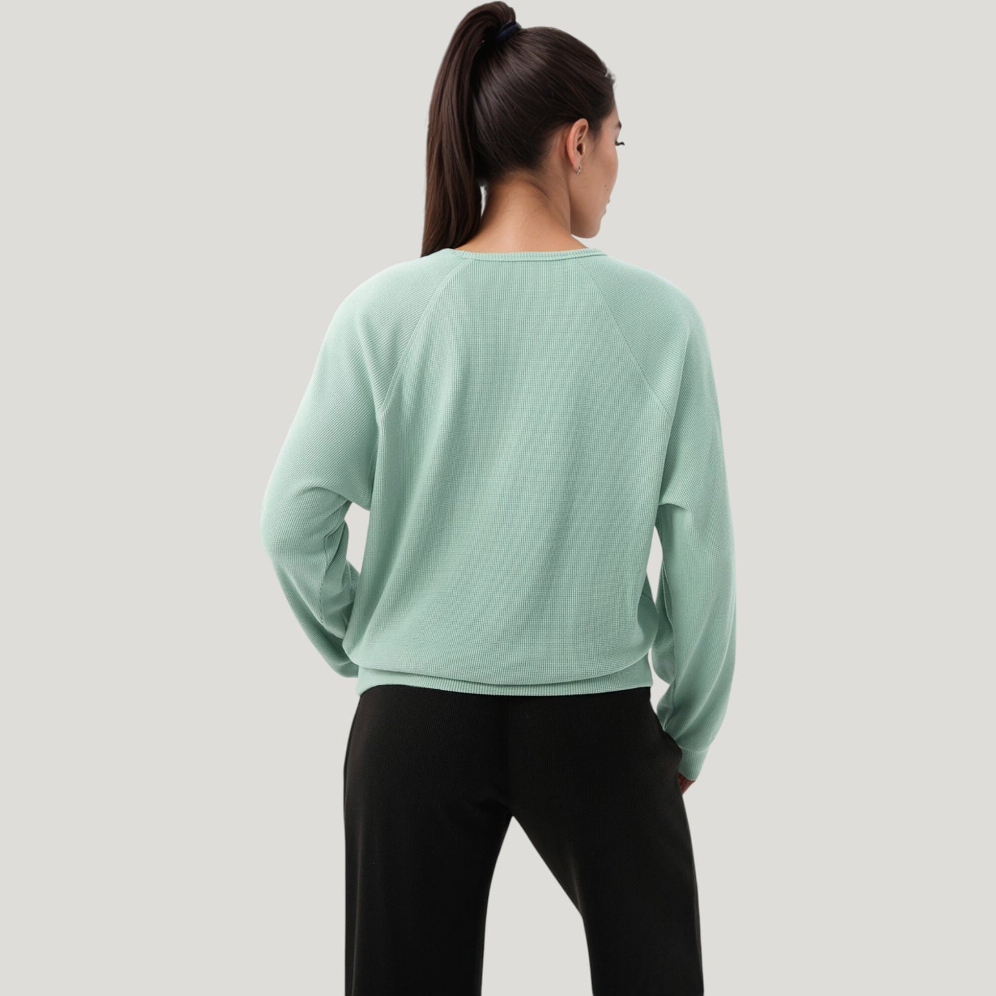 Anna-Kaci Active Women's Long Sleeve Crew Neck Pullover Top with Relaxed Fit and Ribbed Cuffs