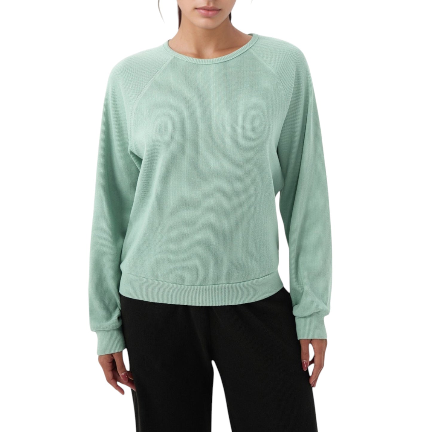 Anna-Kaci Active Women's Long Sleeve Crew Neck Pullover Top with Relaxed Fit and Ribbed Cuffs