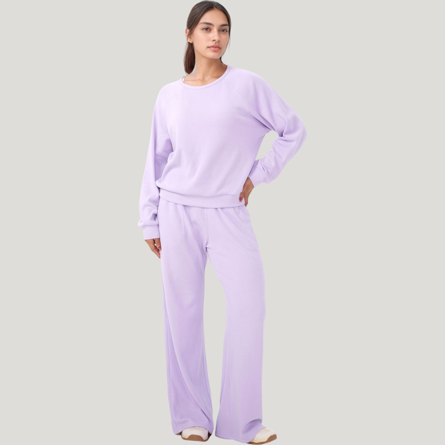 Anna-Kaci Active Women's Long Sleeve Crew Neck Pullover Top with Relaxed Fit and Ribbed Cuffs