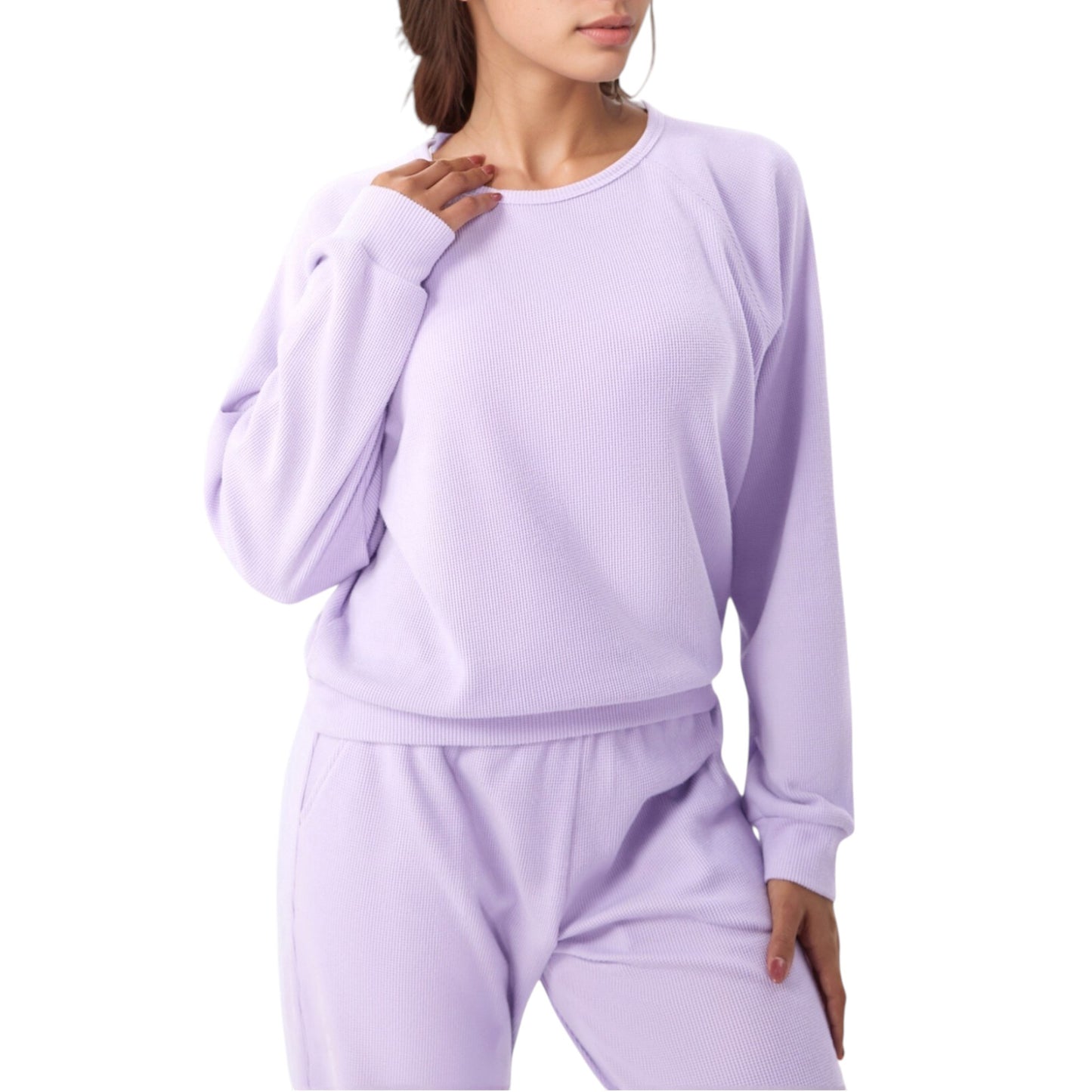 Anna-Kaci Active Women's Long Sleeve Crew Neck Pullover Top with Relaxed Fit and Ribbed Cuffs