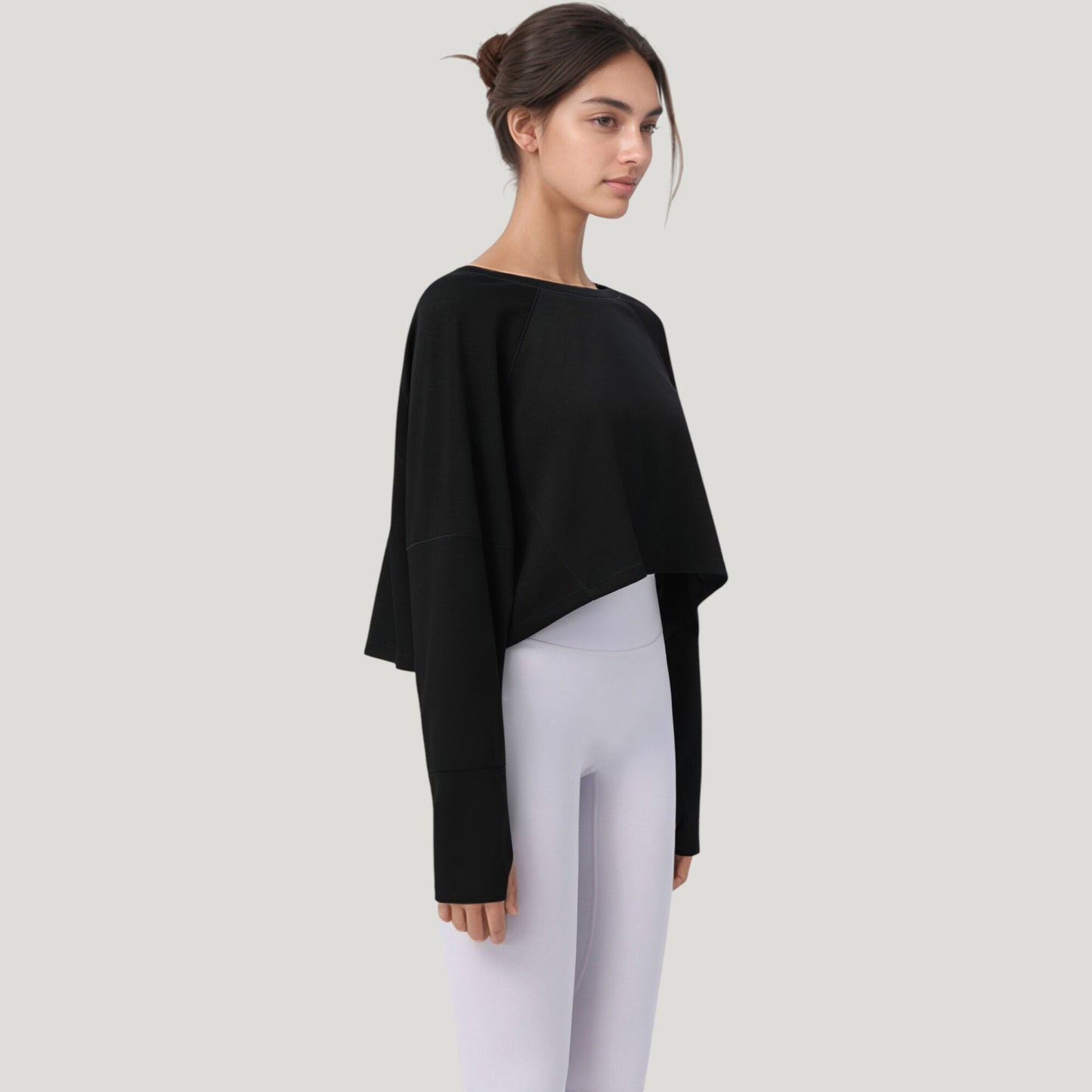 Anna-Kaci Active Women's Cropped Long Sleeve Active Top with Relaxed Fit and Crew Neck