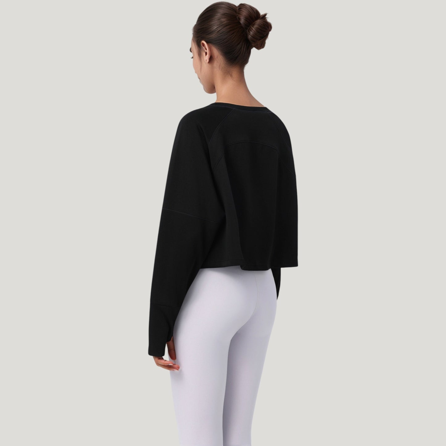 Anna-Kaci Active Women's Cropped Long Sleeve Active Top with Relaxed Fit and Crew Neck