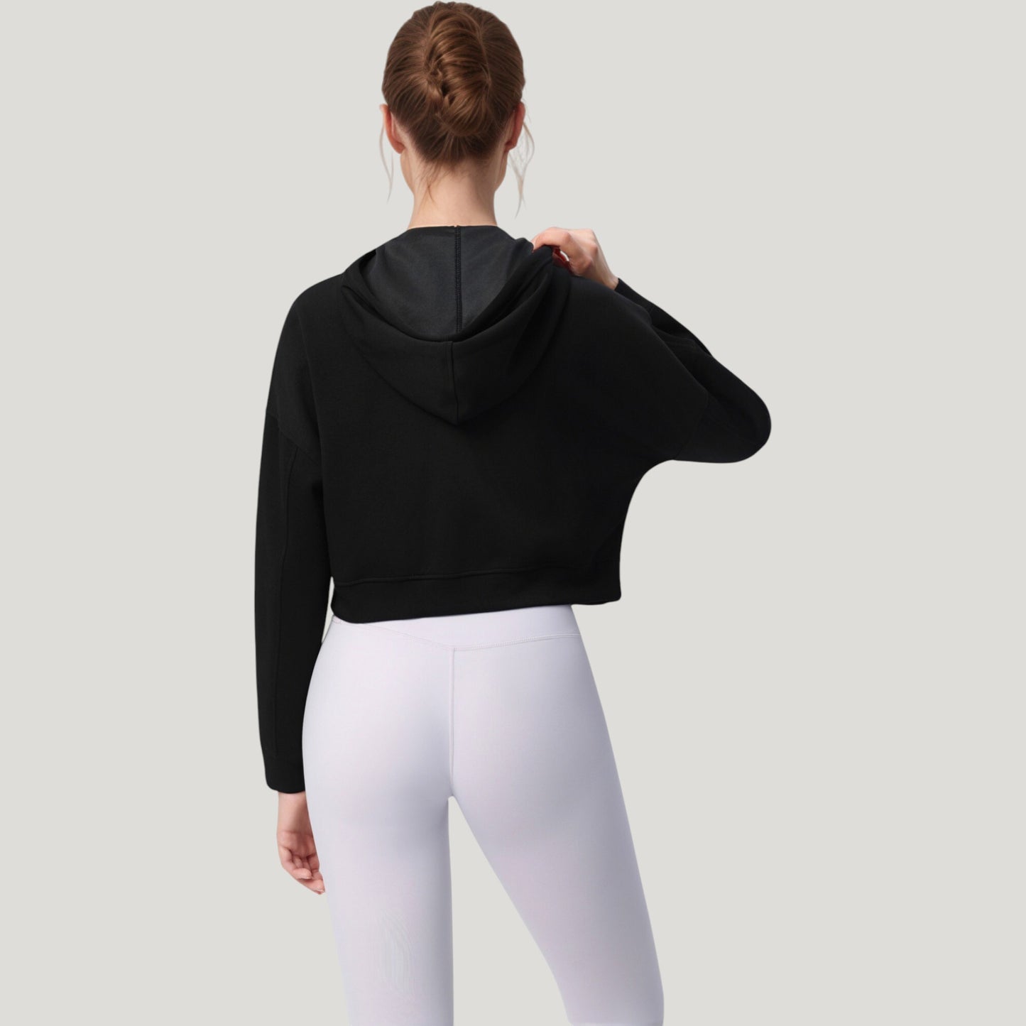 Anna-Kaci Active Women's Zip Front Cropped Hoodie with Long Sleeves and Drawstring Hood