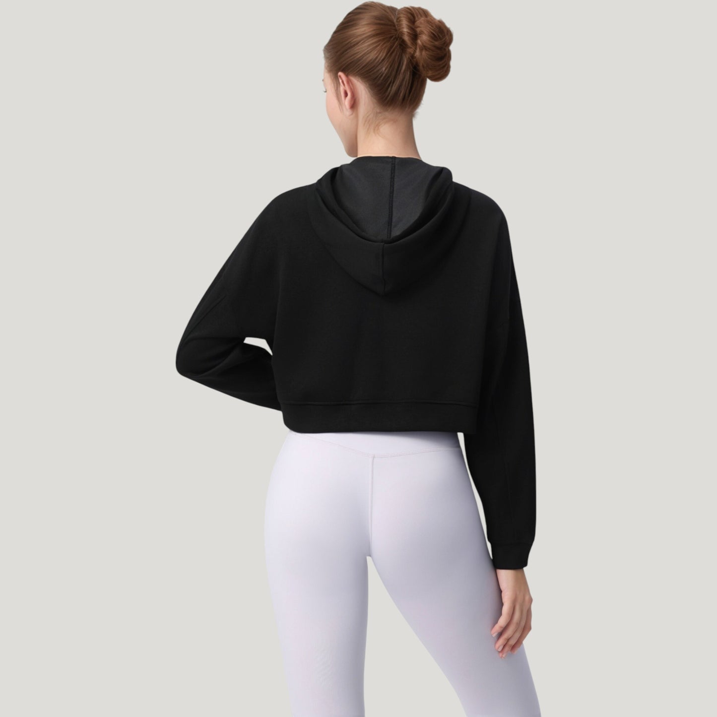 Anna-Kaci Active Women's Zip Front Cropped Hoodie with Long Sleeves and Drawstring Hood