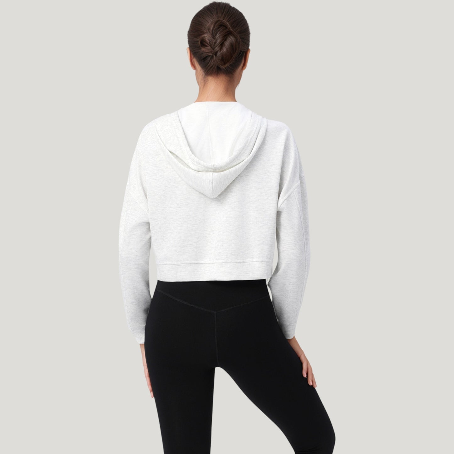 Anna-Kaci Active Women's Zip Front Cropped Hoodie with Long Sleeves and Drawstring Hood