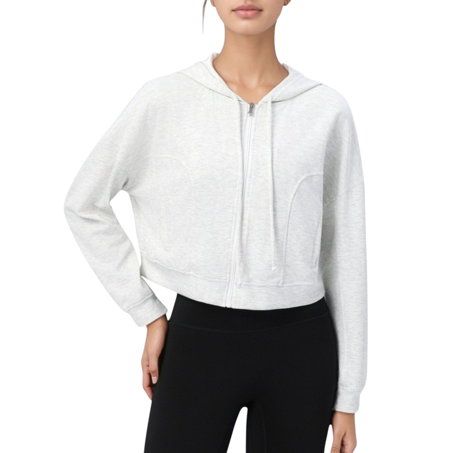 Anna-Kaci Active Women's Zip Front Cropped Hoodie with Long Sleeves and Drawstring Hood