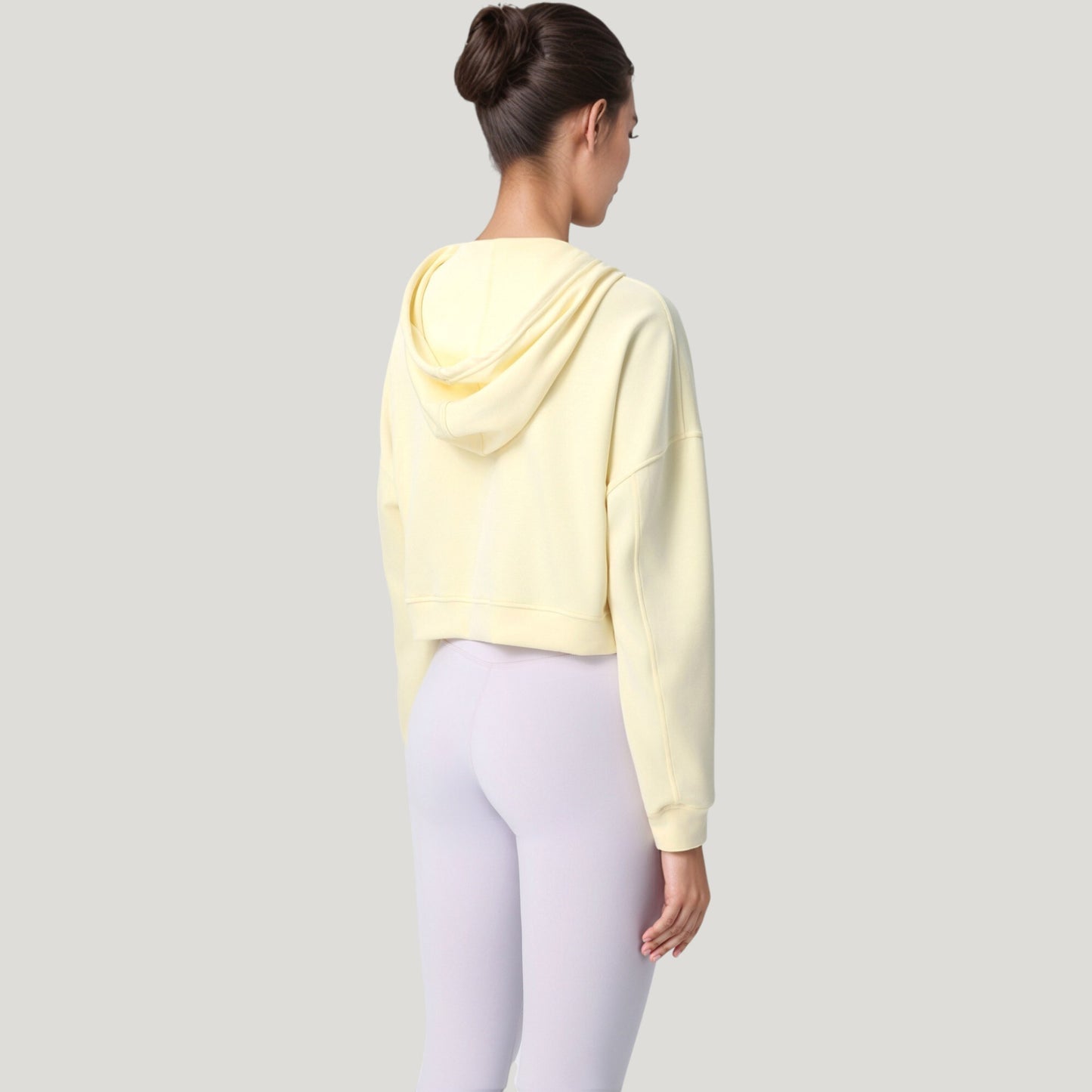 Anna-Kaci Active Women's Zip Front Cropped Hoodie with Long Sleeves and Drawstring Hood