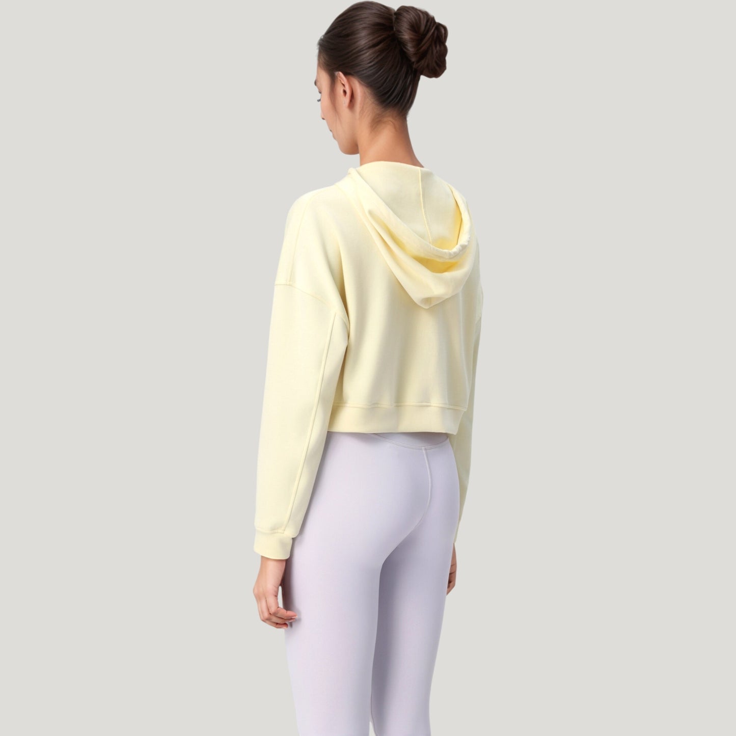 Anna-Kaci Active Women's Zip Front Cropped Hoodie with Long Sleeves and Drawstring Hood