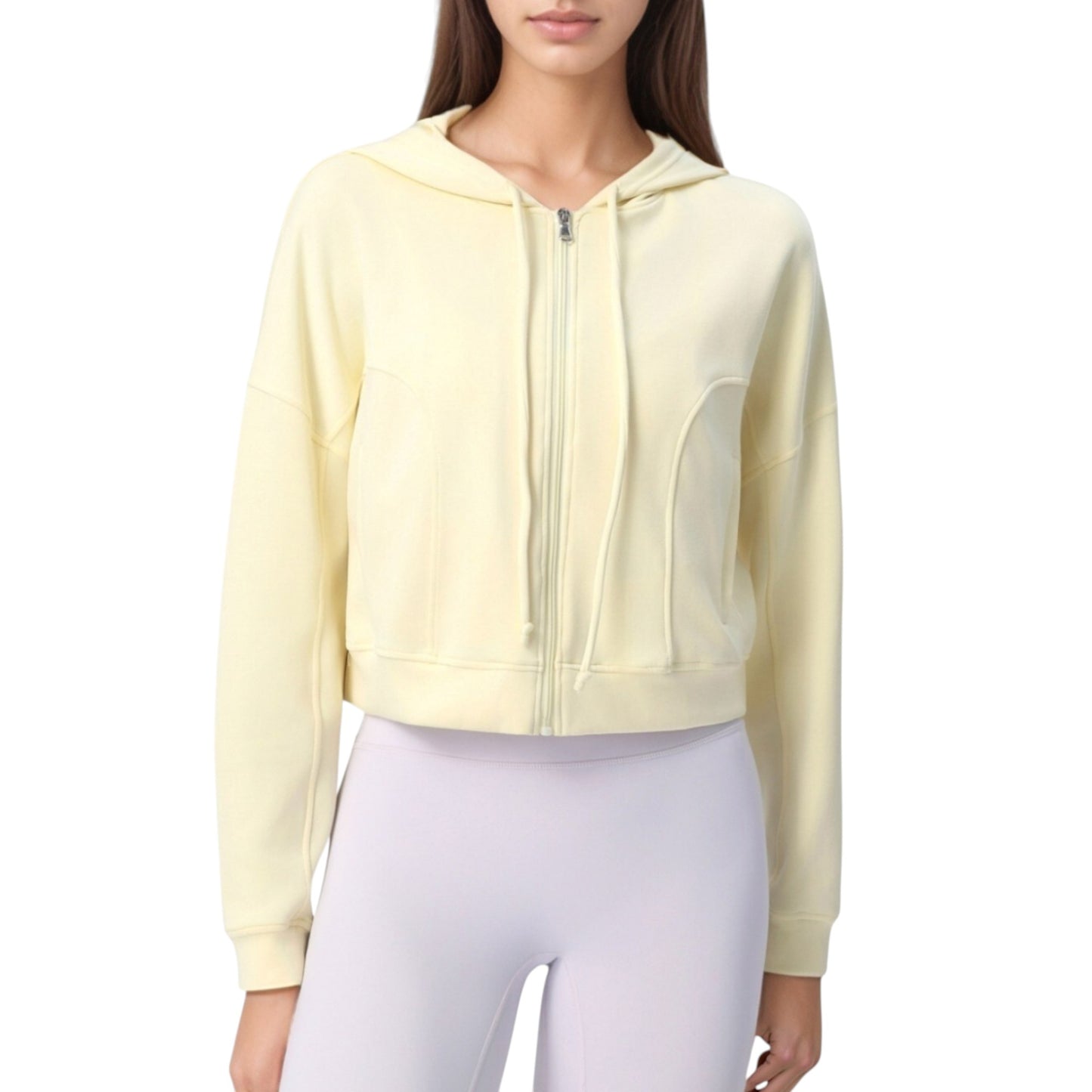 Anna-Kaci Active Women's Zip Front Cropped Hoodie with Long Sleeves and Drawstring Hood