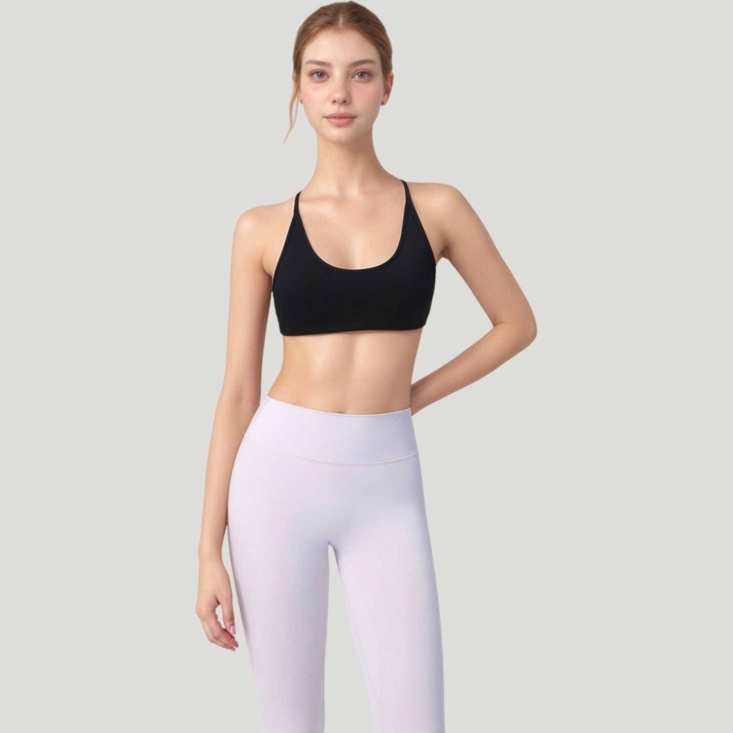 Anna-Kaci Active Women's Scoop Neck Sports Bra with Thin Adjustable Straps and Smooth Seamless Design