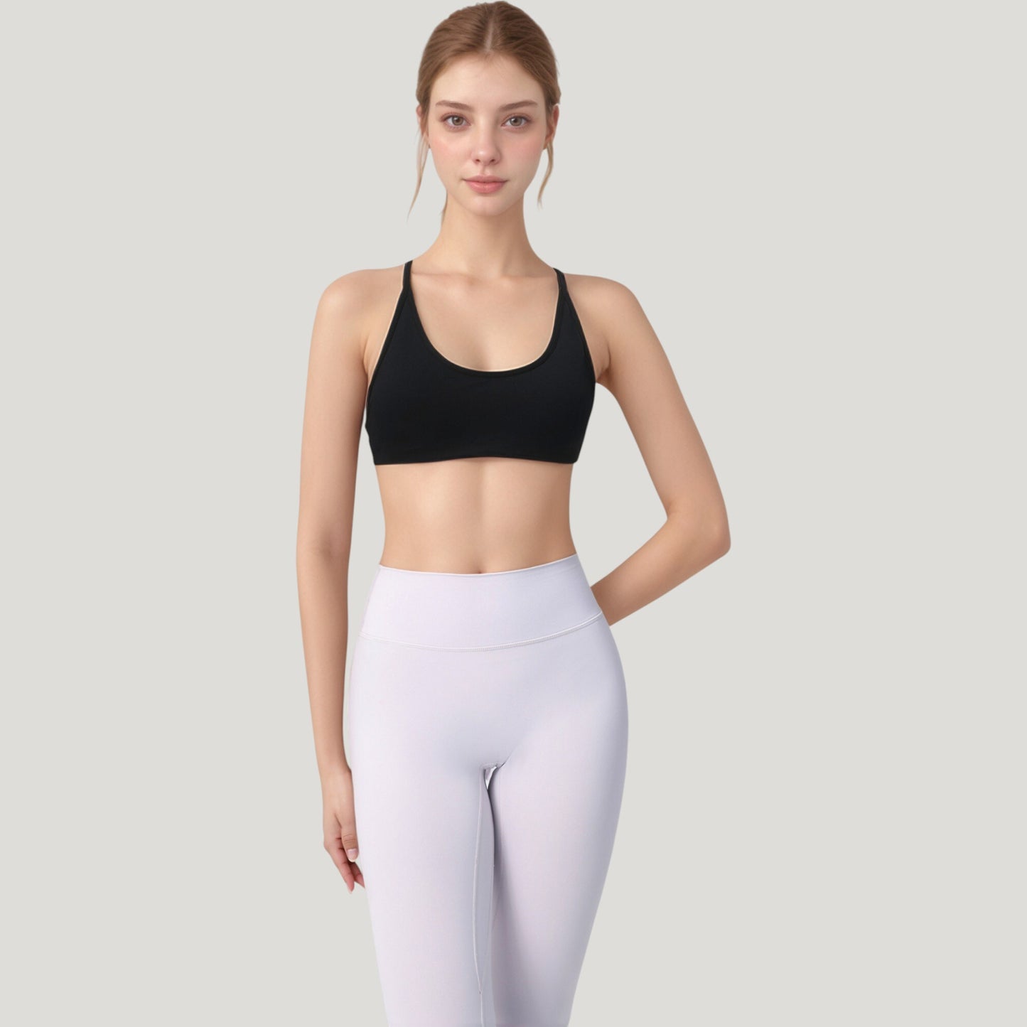 Anna-Kaci Active Women's Scoop Neck Sports Bra with Thin Adjustable Straps and Smooth Seamless Design
