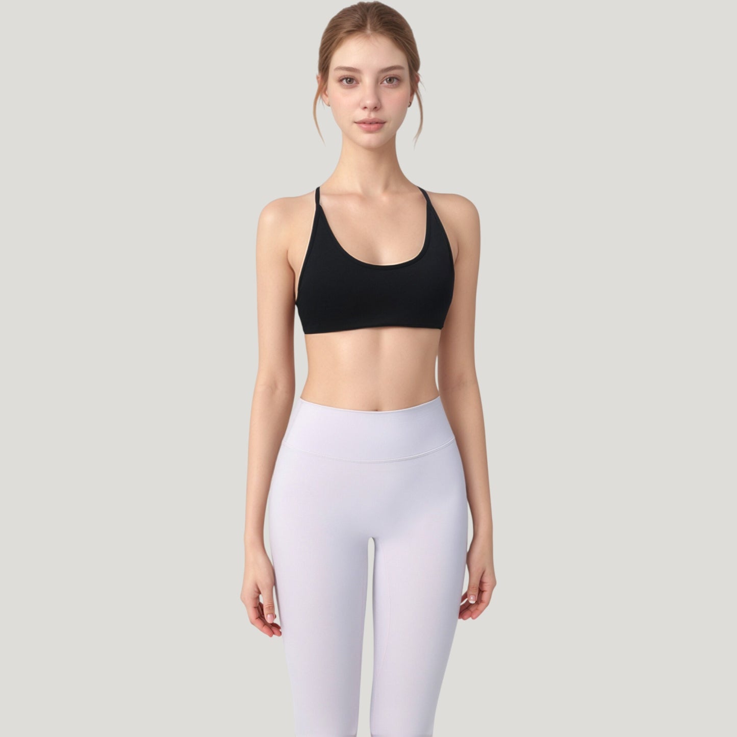 Anna-Kaci Active Women's Scoop Neck Sports Bra with Thin Adjustable Straps and Smooth Seamless Design