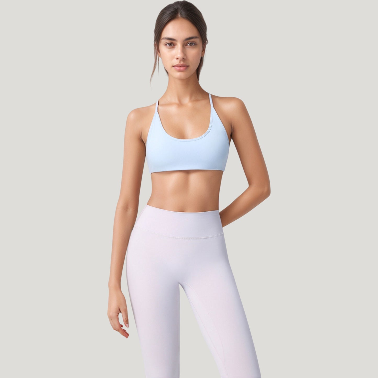 Anna-Kaci Active Women's Scoop Neck Sports Bra with Thin Adjustable Straps and Smooth Seamless Design