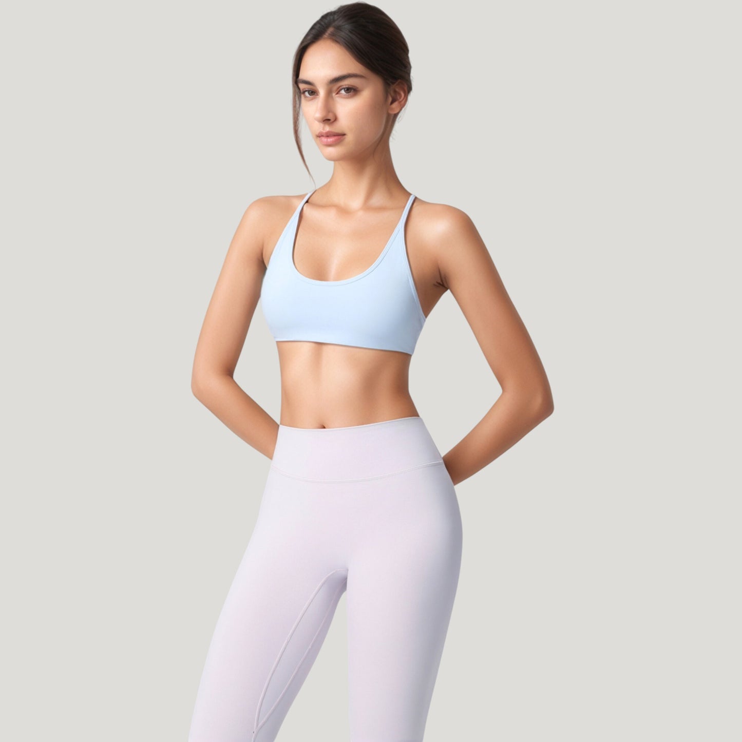 Anna-Kaci Active Women's Scoop Neck Sports Bra with Thin Adjustable Straps and Smooth Seamless Design