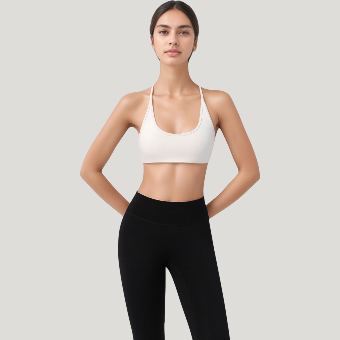 Anna-Kaci Active Women's Scoop Neck Sports Bra with Thin Adjustable Straps and Smooth Seamless Design