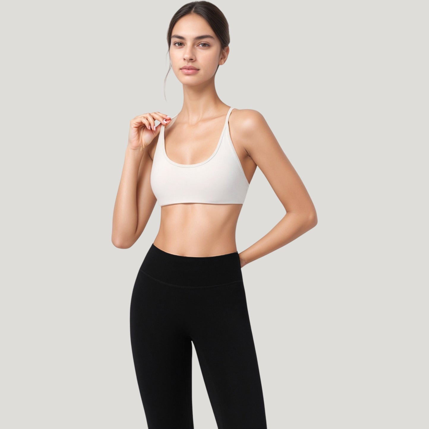 Anna-Kaci Active Women's Scoop Neck Sports Bra with Thin Adjustable Straps and Smooth Seamless Design