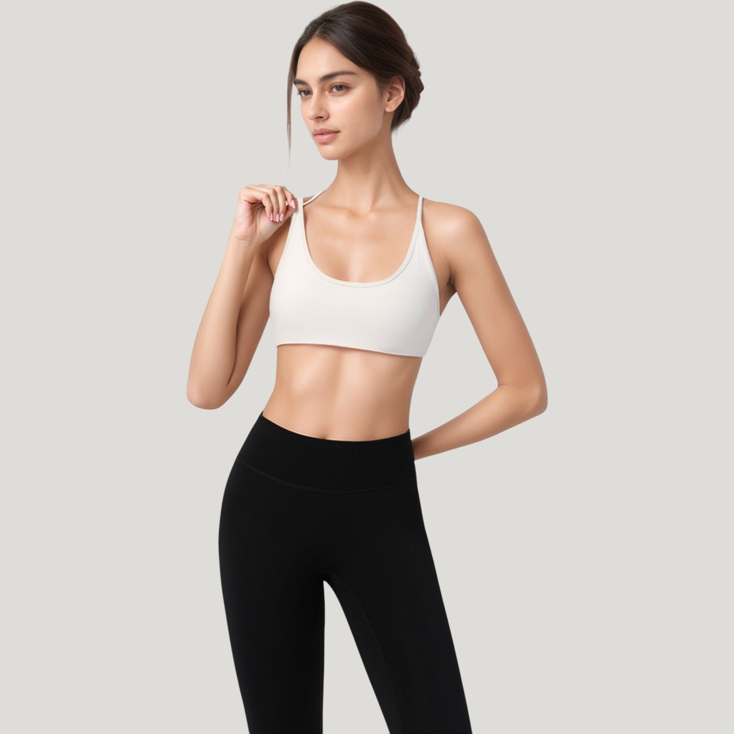 Anna-Kaci Active Women's Scoop Neck Sports Bra with Thin Adjustable Straps and Smooth Seamless Design