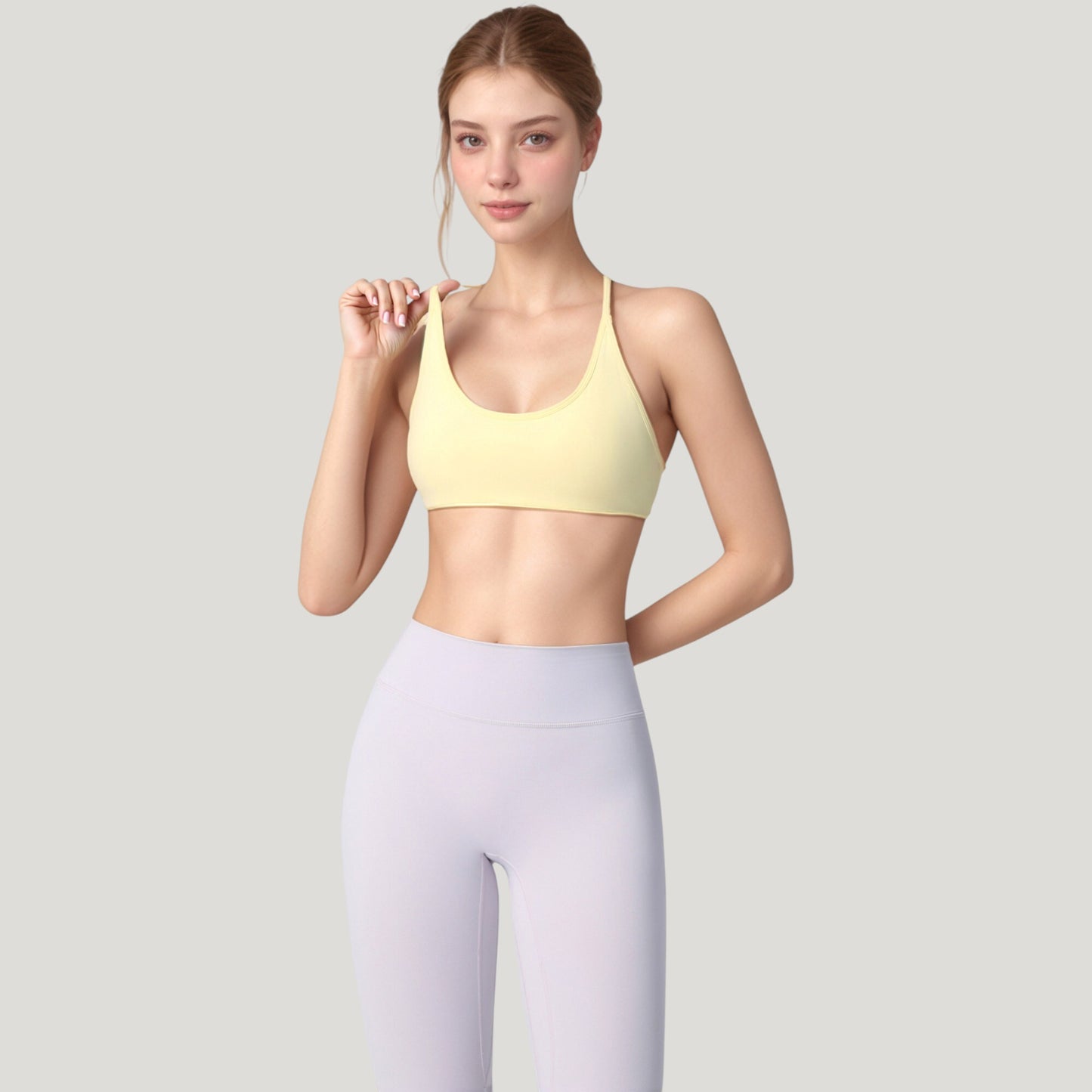 Anna-Kaci Active Women's Scoop Neck Sports Bra with Thin Adjustable Straps and Smooth Seamless Design