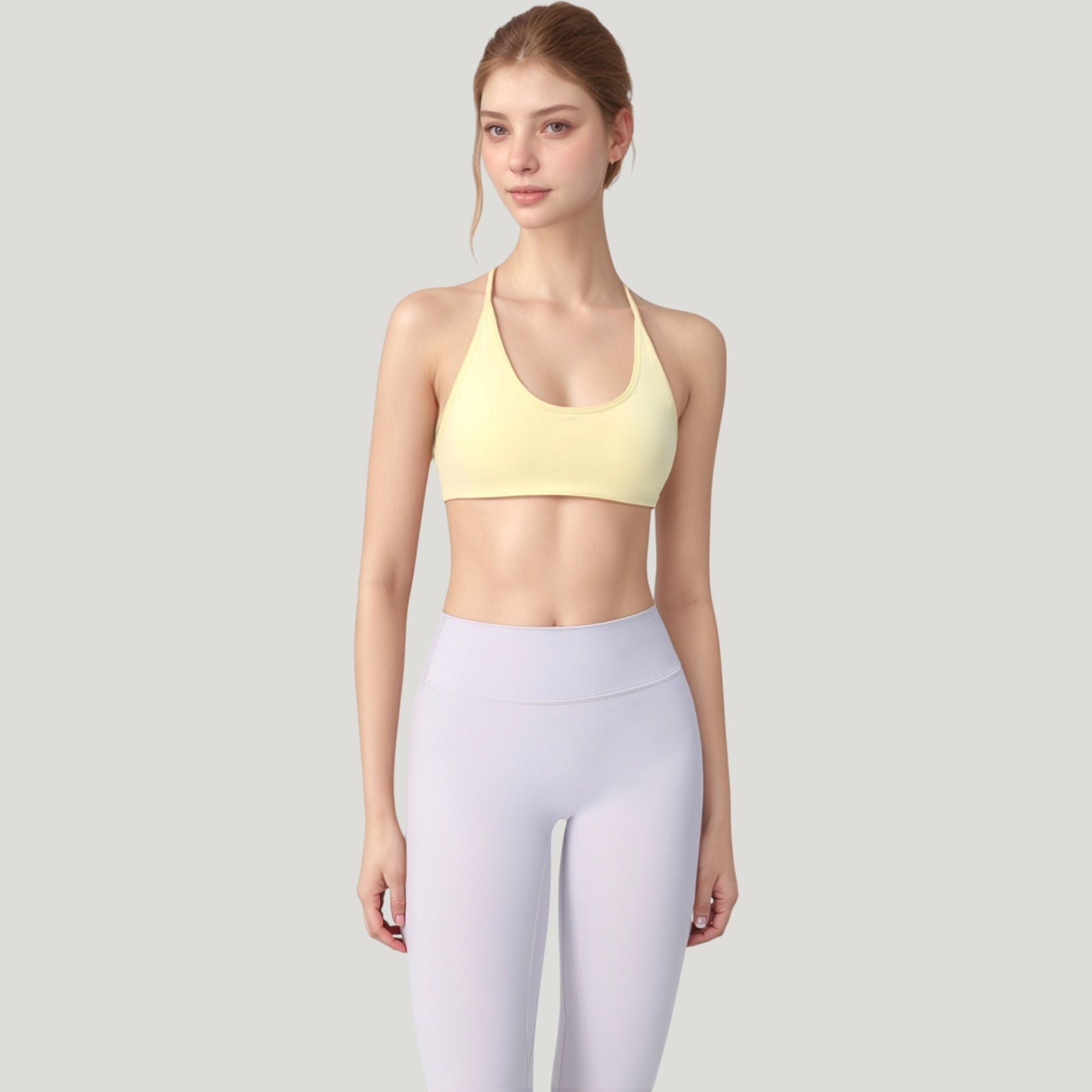 Anna-Kaci Active Women's Scoop Neck Sports Bra with Thin Adjustable Straps and Smooth Seamless Design
