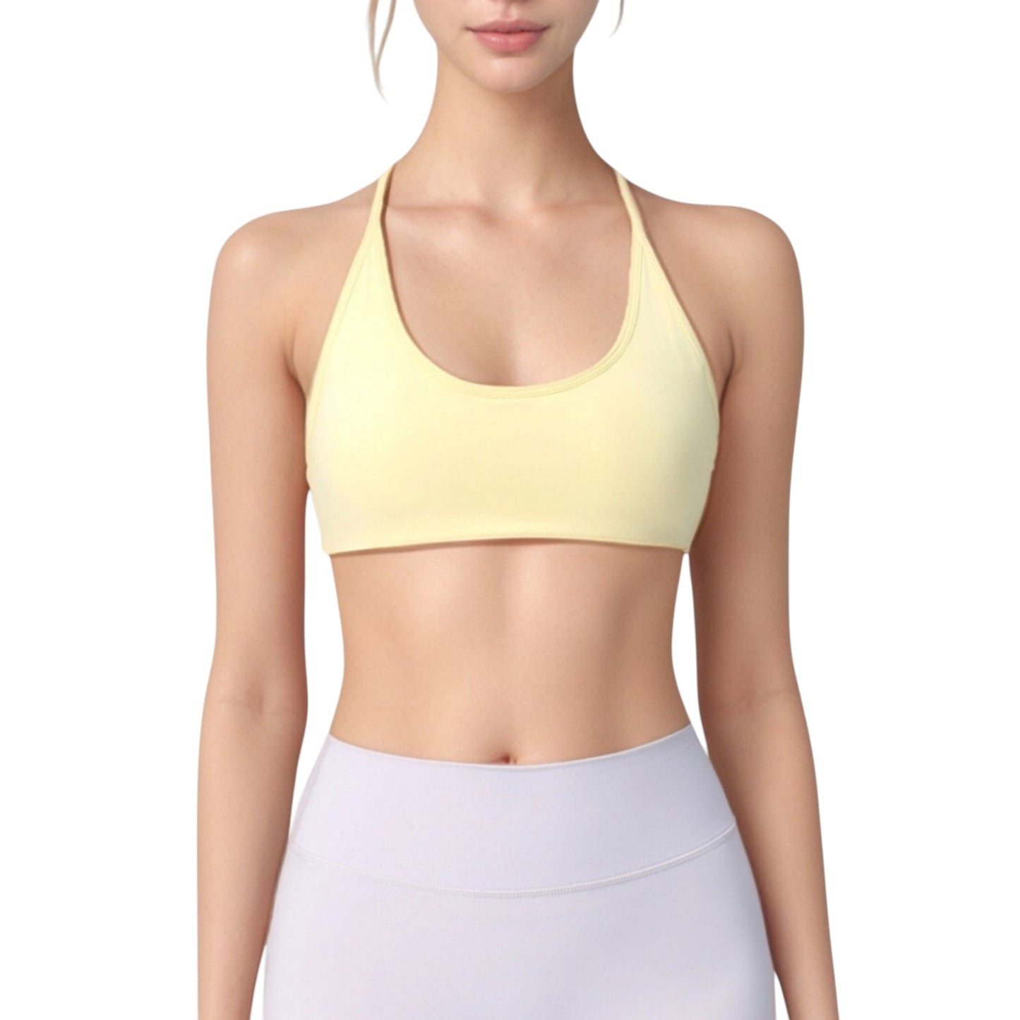 Anna-Kaci Active Women's Scoop Neck Sports Bra with Thin Adjustable Straps and Smooth Seamless Design