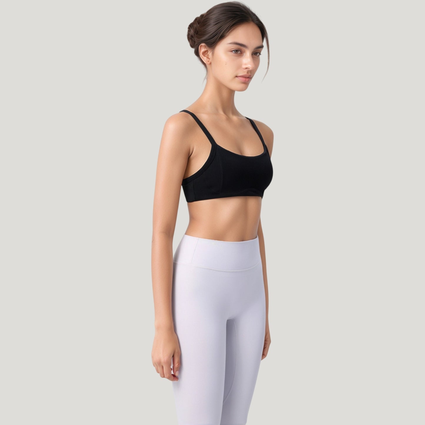 Anna-Kaci Active Women's Square Neck Sports Bra with Wide Fixed Straps and Smooth Seamless Design