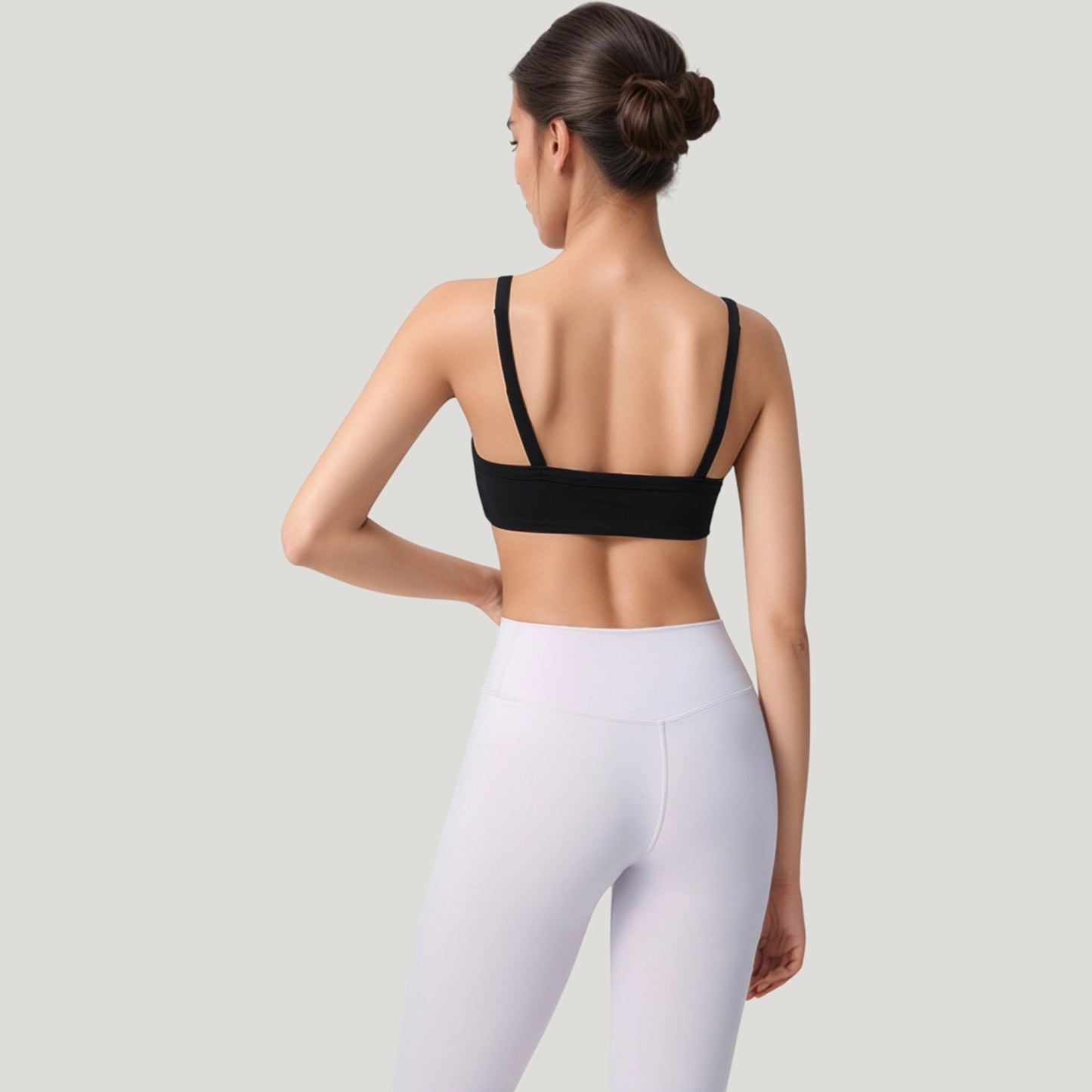 Anna-Kaci Active Women's Square Neck Sports Bra with Wide Fixed Straps and Smooth Seamless Design