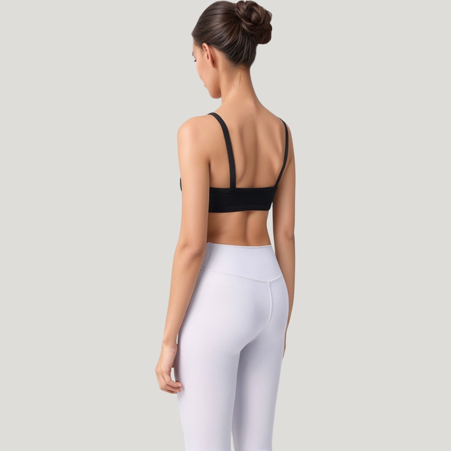 Anna-Kaci Active Women's Square Neck Sports Bra with Wide Fixed Straps and Smooth Seamless Design