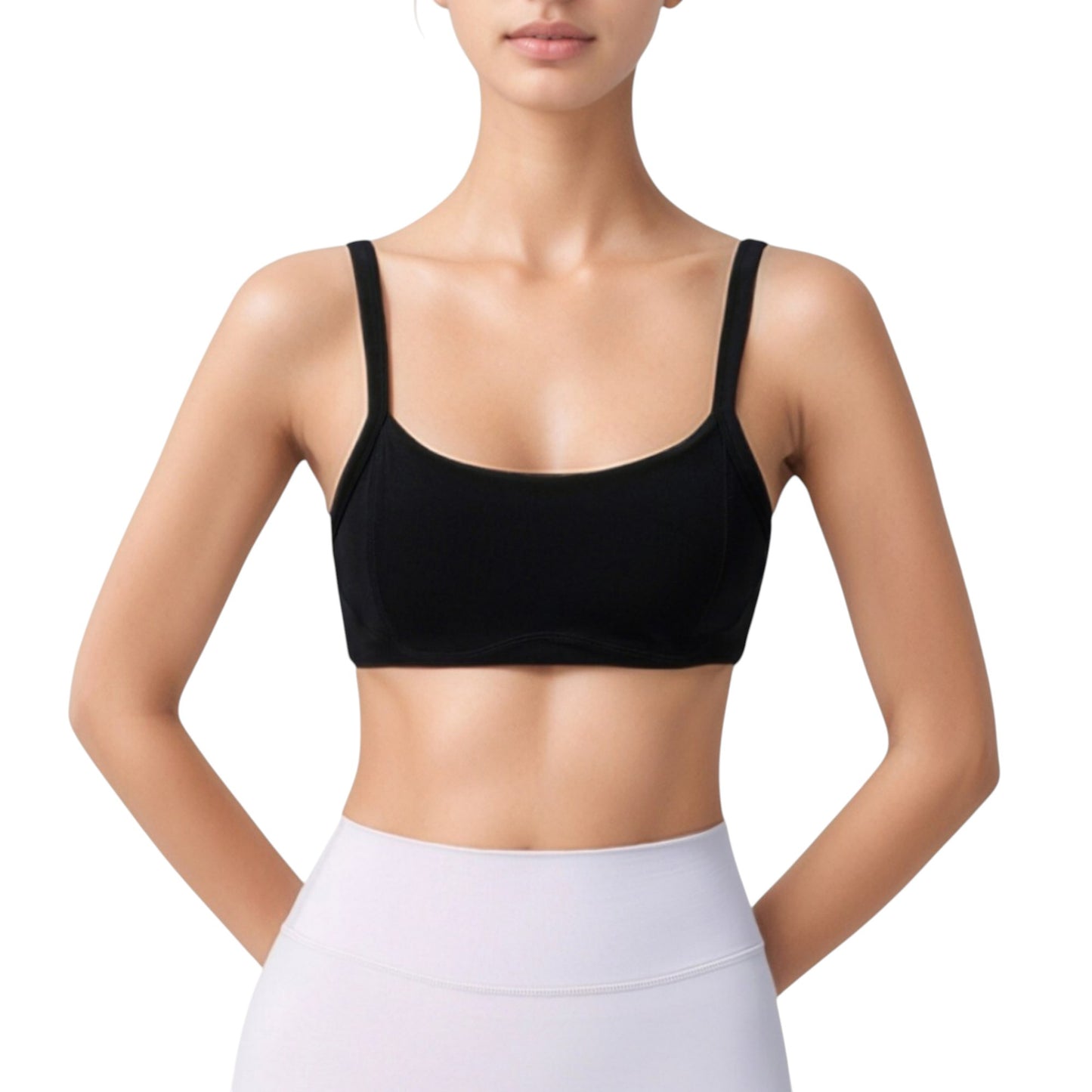 Anna-Kaci Active Women's Square Neck Sports Bra with Wide Fixed Straps and Smooth Seamless Design