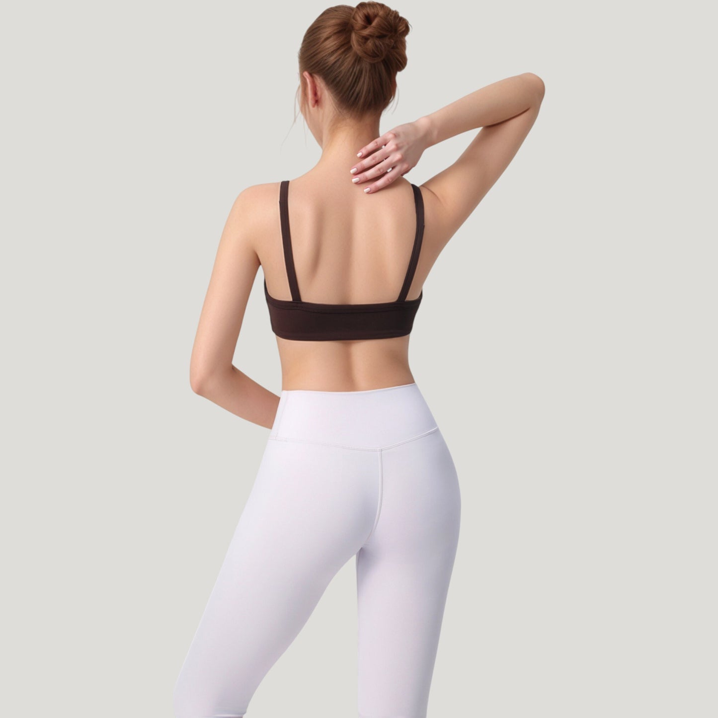 Anna-Kaci Active Women's Square Neck Sports Bra with Wide Fixed Straps and Smooth Seamless Design