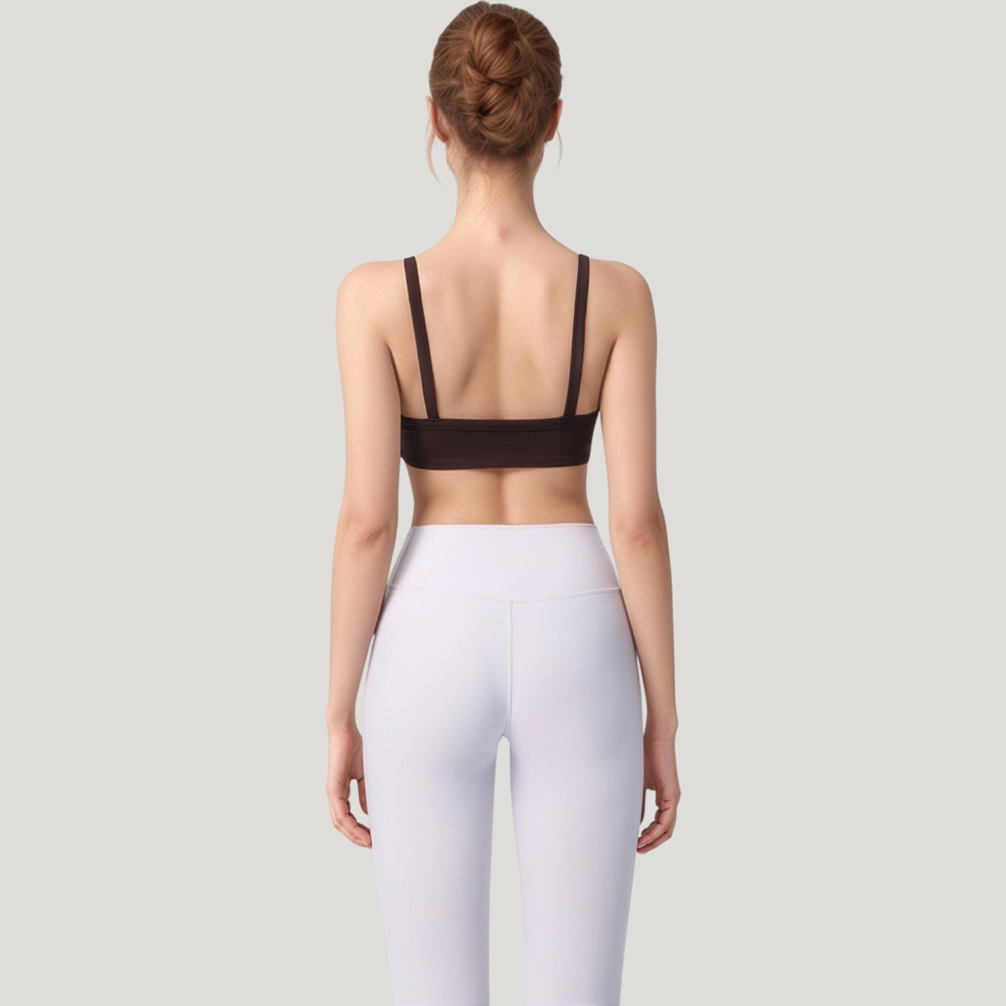 Anna-Kaci Active Women's Square Neck Sports Bra with Wide Fixed Straps and Smooth Seamless Design