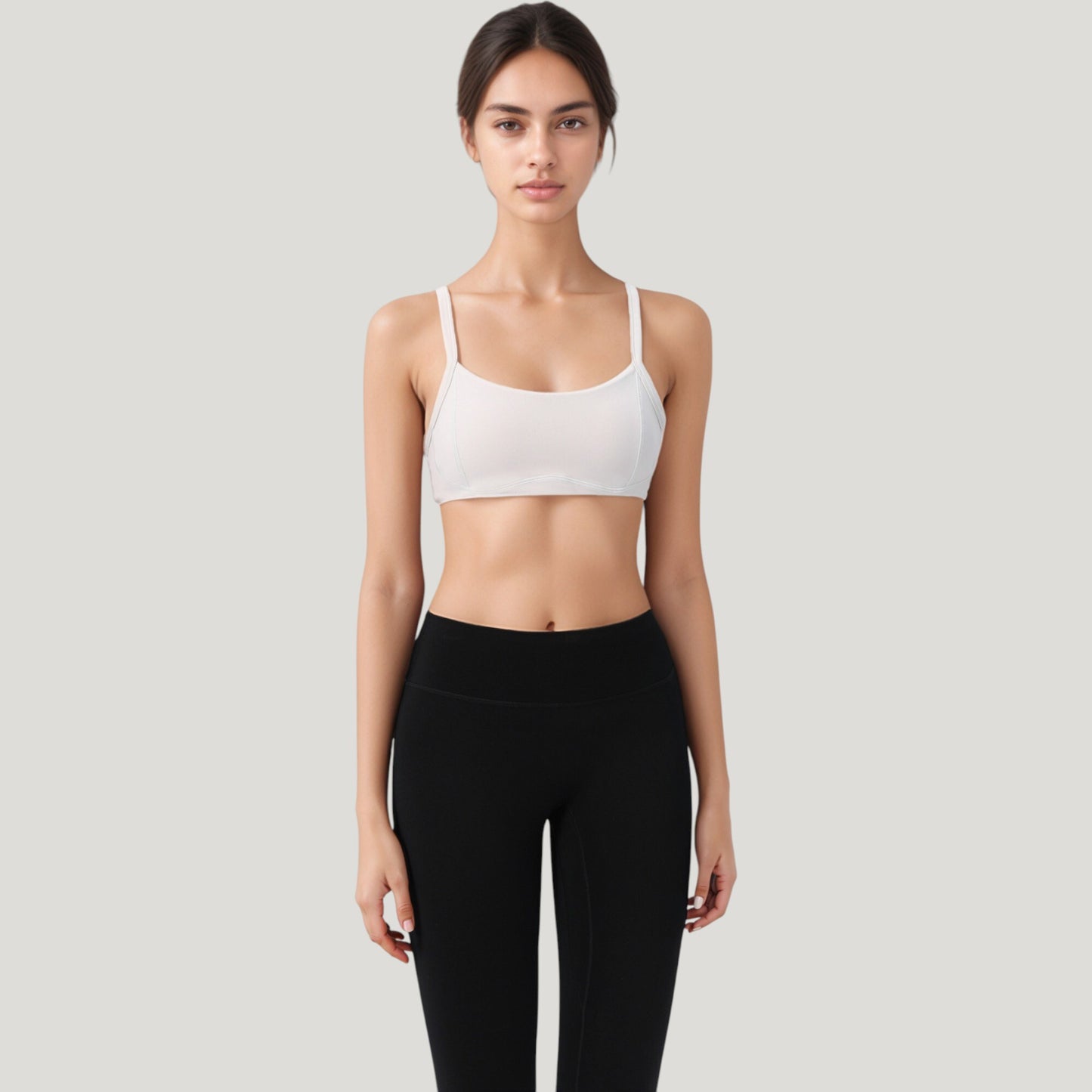 Anna-Kaci Active Women's Square Neck Sports Bra with Wide Fixed Straps and Smooth Seamless Design