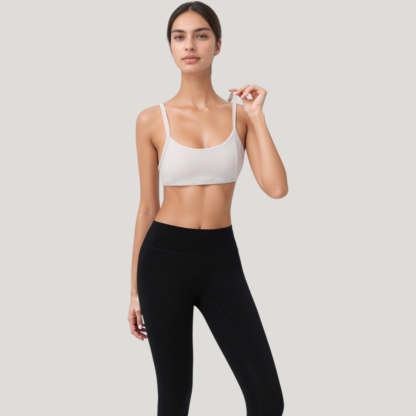 Anna-Kaci Active Women's Square Neck Sports Bra with Wide Fixed Straps and Smooth Seamless Design