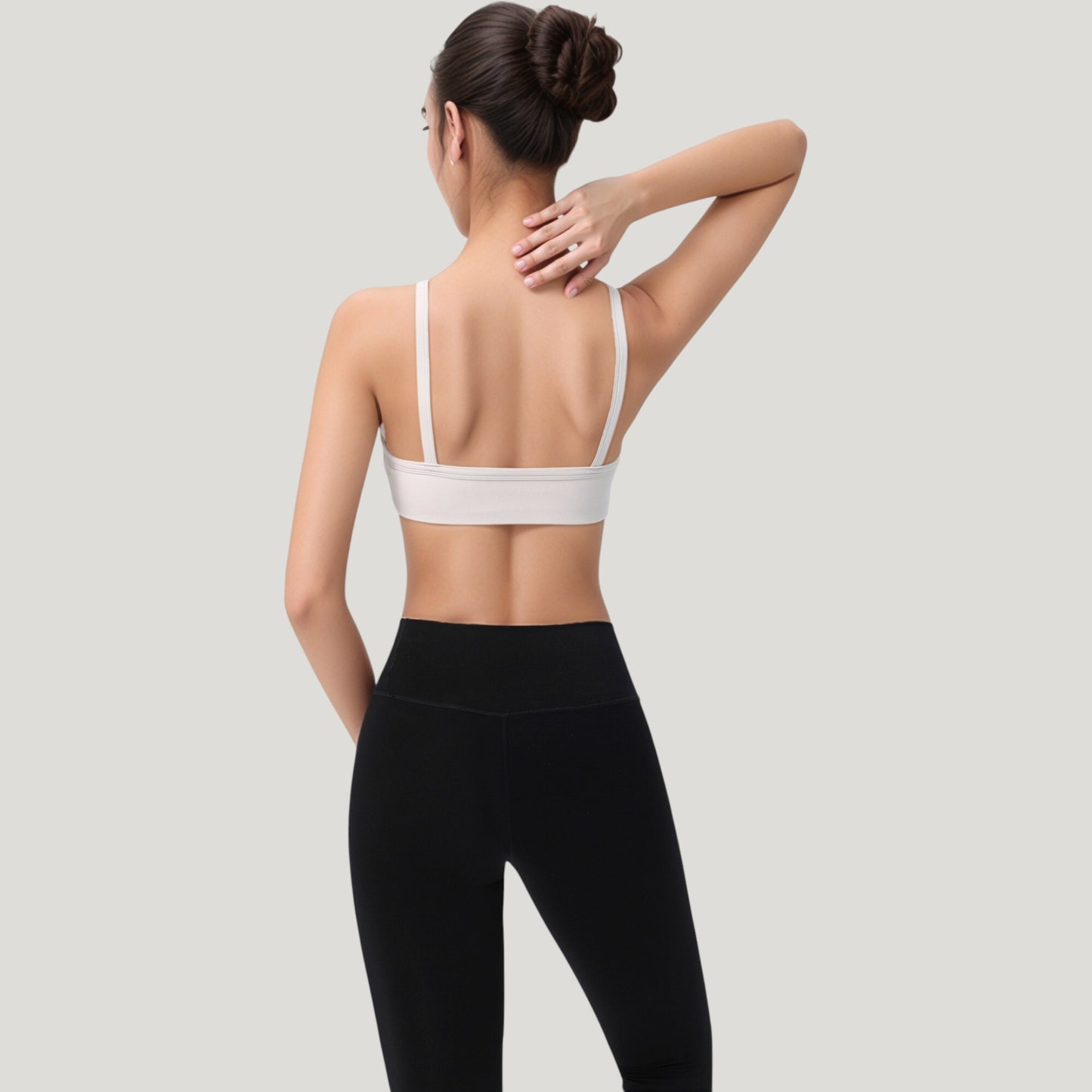 Anna-Kaci Active Women's Square Neck Sports Bra with Wide Fixed Straps and Smooth Seamless Design