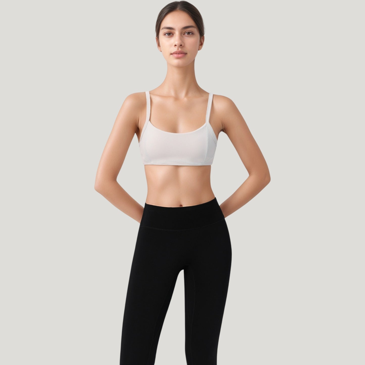 Anna-Kaci Active Women's Square Neck Sports Bra with Wide Fixed Straps and Smooth Seamless Design